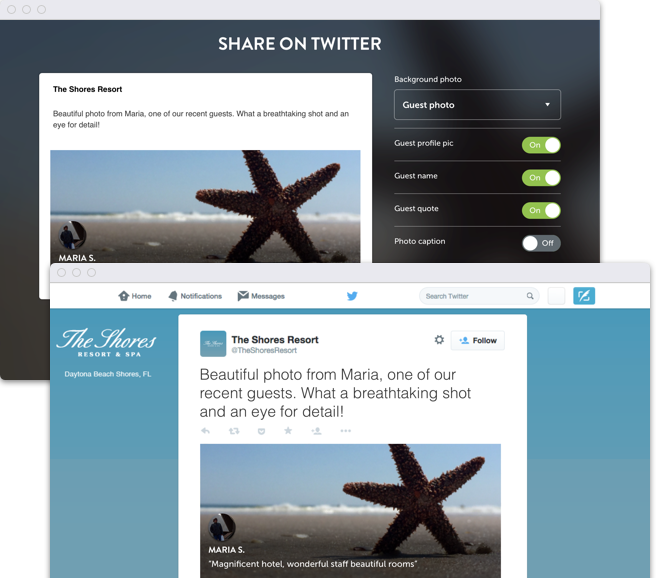 Share guest stories directly to your social pages from our Flip.to account